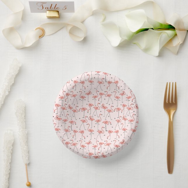 Flamingos Pink  Paper Plate (Wedding)