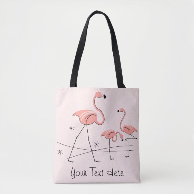 Flamingos Pink Trio 2 Text all over tote (Front)