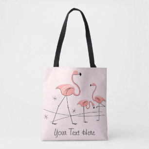 Flamingos Pink Trio 2 Text all over tote Bag