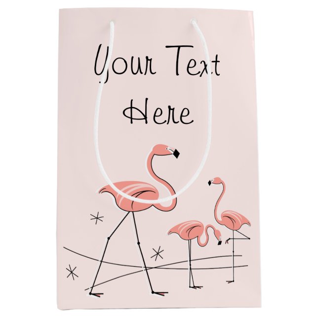 Flamingos Pink Trio 2 Text gift bag medium (Front)
