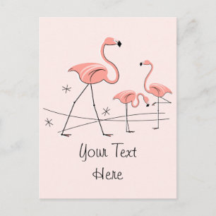Flamingos Pink Trio 2 Text postcard