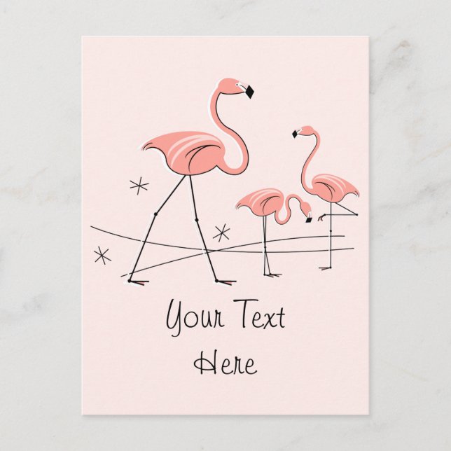 Flamingos Pink Trio 2 Text postcard (Front)