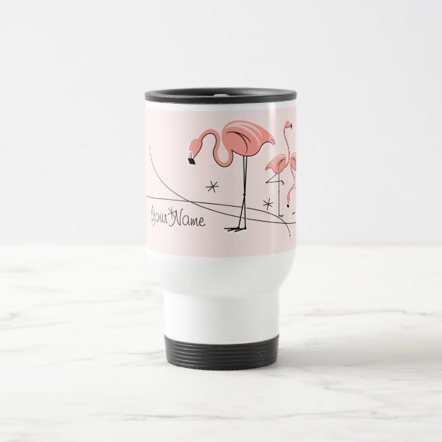 Flamingos Pink Trio 3 'Name' travel mug (Center)
