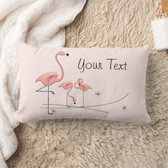 Flamingos Pink Trio 4 checked back lumbar Cushion (Blanket)