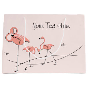 Flamingos Pink Trio Text gift bag large