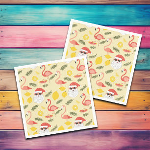 Flamingos & Santa Christmas in July Party Napkin