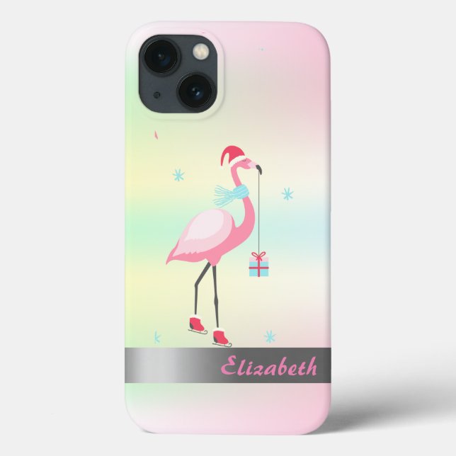  Flamingos Santa Hat Holographic Iridescent  Case-Mate iPhone Case (Back)