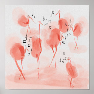 Flamingos singing poster