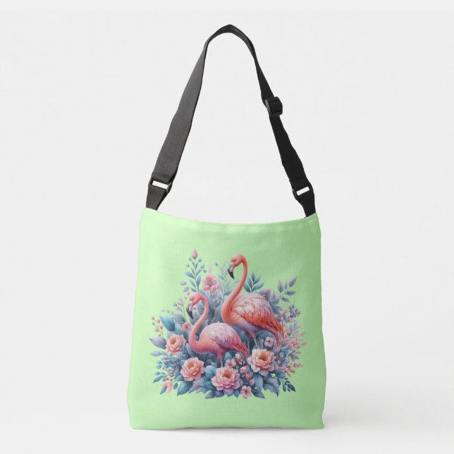 Flamingos Sublimation  Crossbody Bag (Front)