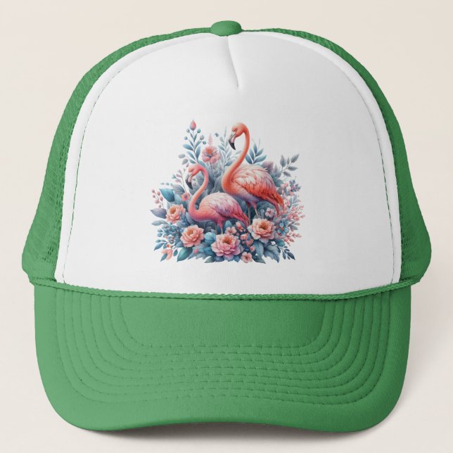 Flamingos Sublimation Trucker Hat (Front)