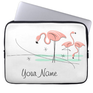 Flamingos Trio 3 Name laptop sleeve