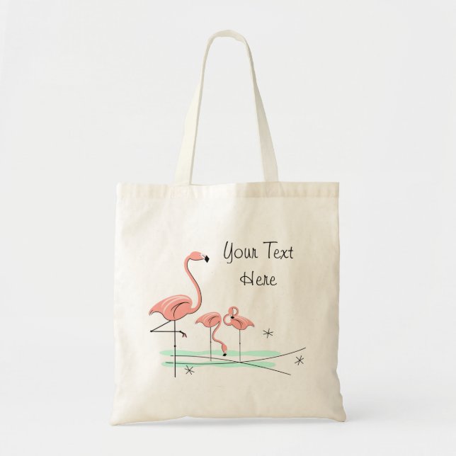 Flamingos Trio 4 'Text' tote bag (Front)