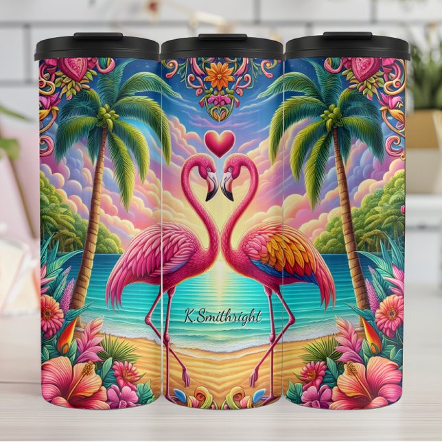 Flamingos Tropical Beach Paradise Thermal Tumbler (Creator Uploaded)