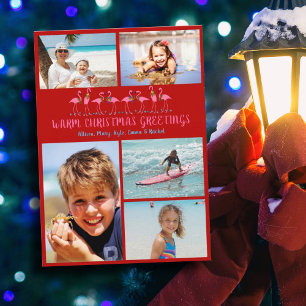Flamingos Tropical Christmas Photo Collage Card