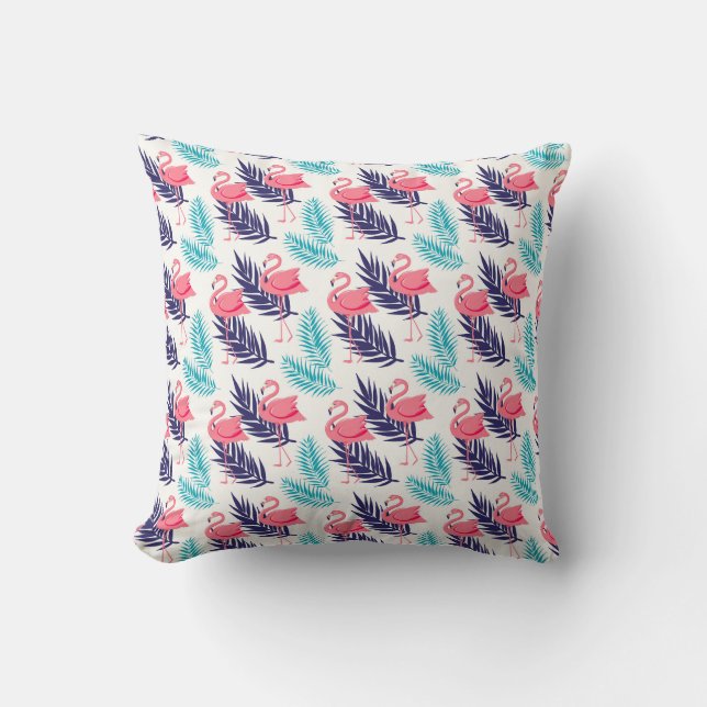 Flamingos Tropical Pattern Cushion (Front)