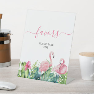 Flamingos Tropical Shower Favours Sign