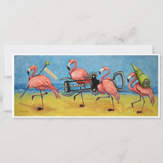 Flamingos With Wine Opener note card