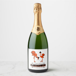 Flamingoween - Halloween Sparkling Wine Label