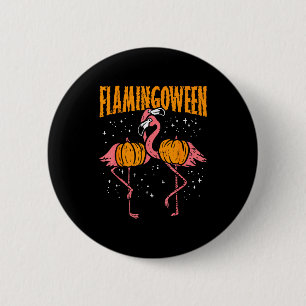 Flamingoween Pumpkin Flamingos Funny Bird Hallowee 6 Cm Round Badge