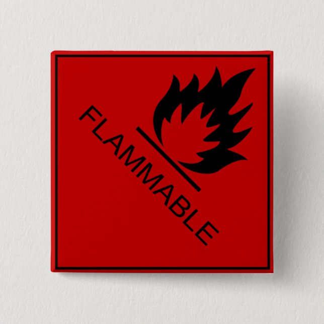 Flammable 15 Cm Square Badge (Front)