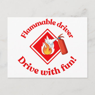 Flammable Driver Trucker Art - Digital Download Postcard
