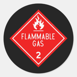 flammable gas classic round sticker