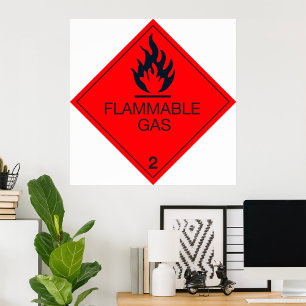 Flammable Gas Safety Label Hazard Warning Sign