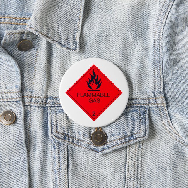 Flammable Gas Safety Label Hazard Warning Sign  7.5 Cm Round Badge (Creator Uploaded)