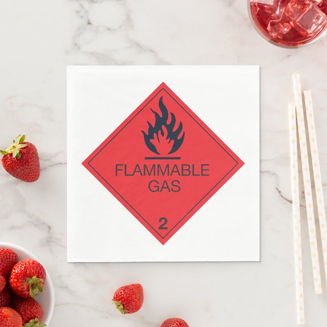 Flammable Gas Safety Label Hazard Warning Sign  Napkin (Creator Uploaded)