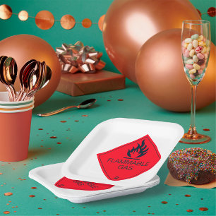 Flammable Gas Safety Label Hazard Warning Sign Paper Plate