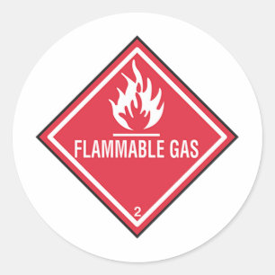 Flammable Gas Sign Classic Round Sticker
