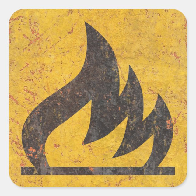 Flammable Warning Sign Square Sticker (Front)
