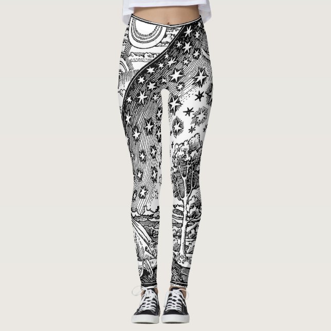 Flammarion Engraving Black and White Leggings (Front)