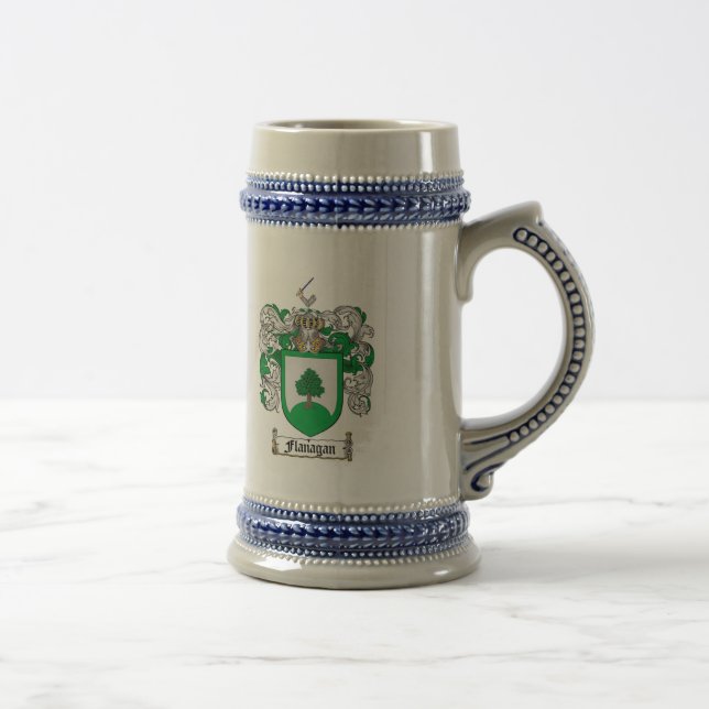 FLANAGAN FAMILY CREST -  FLANAGAN COAT OF ARMS BEER STEIN (Right)