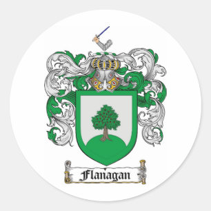 FLANAGAN FAMILY CREST -  FLANAGAN COAT OF ARMS CLASSIC ROUND STICKER