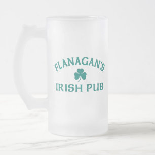 Flanagan's Irish Pub Frosted Glass Beer Mug