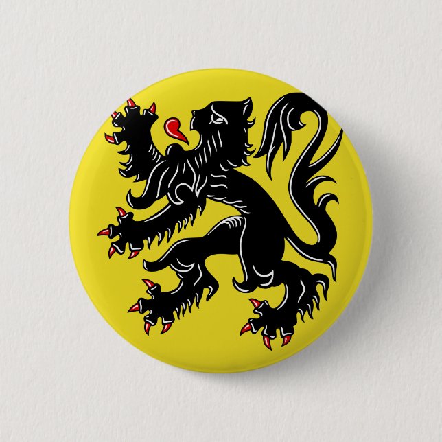 Flanders (Belgium) Flag 6 Cm Round Badge (Front)