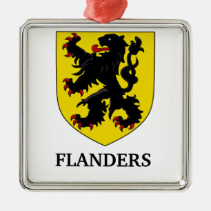 Flanders Coat of Arms Heraldic Lion Metal Tree Decoration