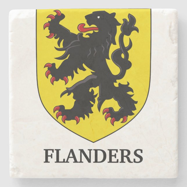 Flanders Coat of Arms Heraldic Lion Stone Coaster (Front)