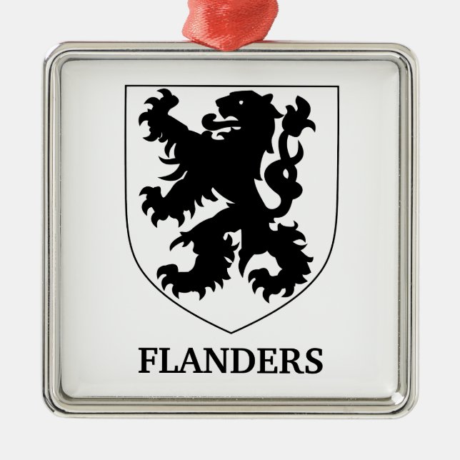 Flanders Lion Graphic Design Art Metal Tree Decoration (Front)
