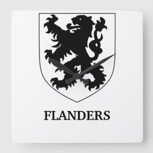 Flanders Lion Graphic Design Art Square Wall Clock