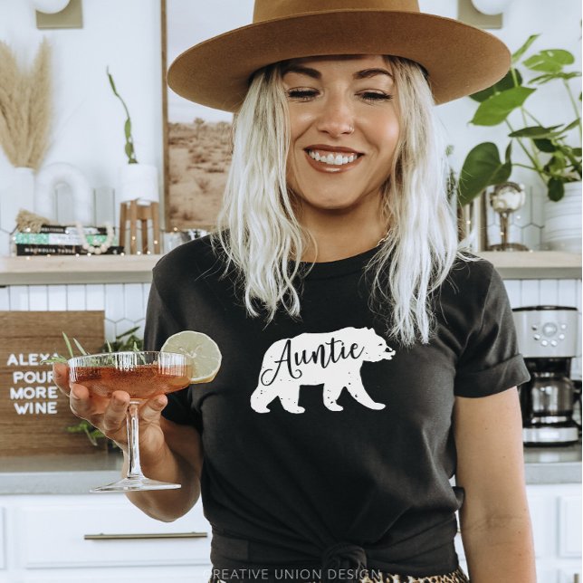 Flannel Adventure Auntie Bear Baby Shower T-Shirt (Auntie Bear Shirt)