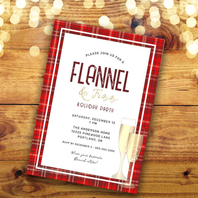 Flannel and Fizz Christmas Holiday Party Invitation (Creator Uploaded)