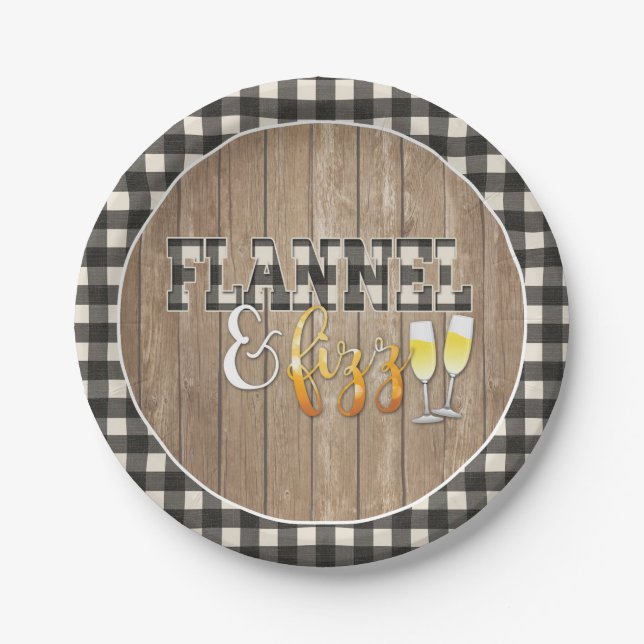 Flannel and Fizz Paper Plate - White - Wood (Front)
