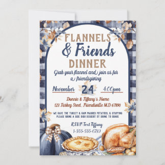 Flannel and Friends Friendsgiving Thanksgiving Invitation