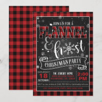 Flannel and Frost Christmas Party Invitation Red