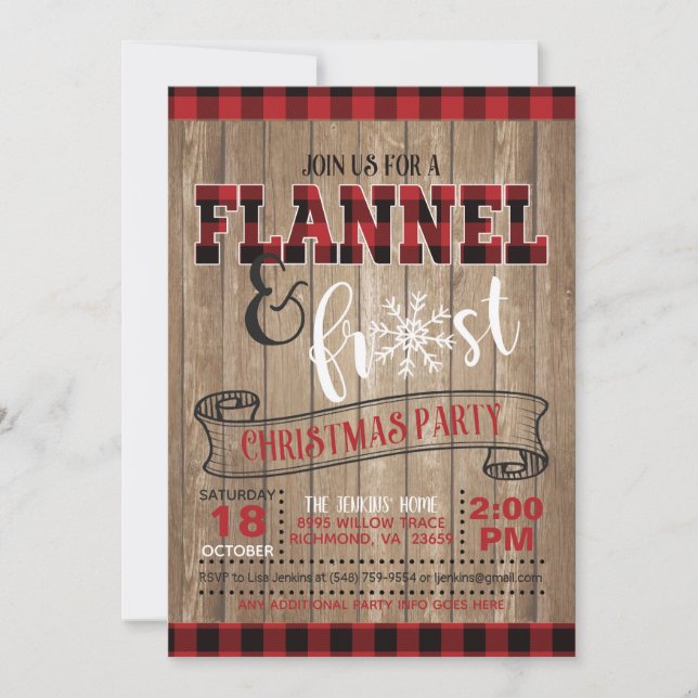 Flannel and Frost Christmas Party Invitation - WD (Front)