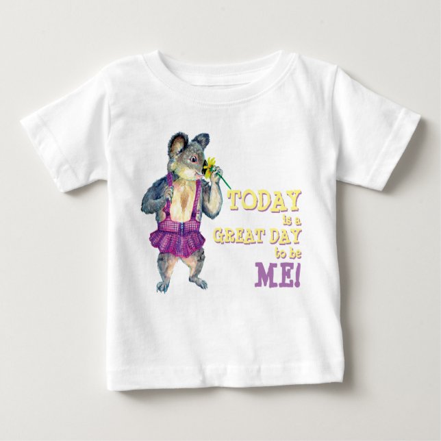 Flannel Animal- Koala-great day to be me Baby T-Shirt (Front)