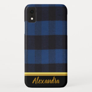 Flannel Buffalo Plaid Blue  lumberjack texture Case-Mate iPhone Case