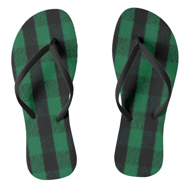 Flannel Buffalo Plaid Green lumberjack texture Jandals (Footbed)